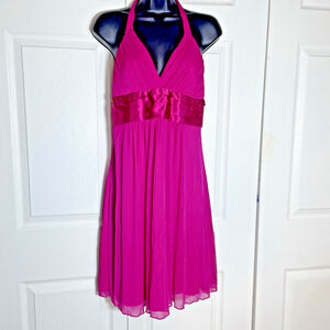 Vintage 90s B Smart Dress Junior 13/14 Pink Babydoll Halter Chiffon Fairycore